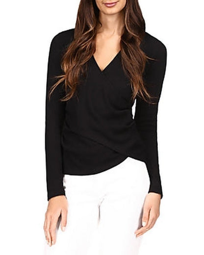 Michael Michael Kors Waffle Knit Wrap Front Top, Size Medium