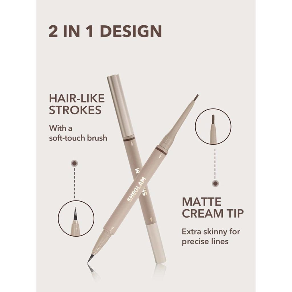Sheglam On Demand 2-in-1 Brow Pencil for Defined Brows 08 Chocolate