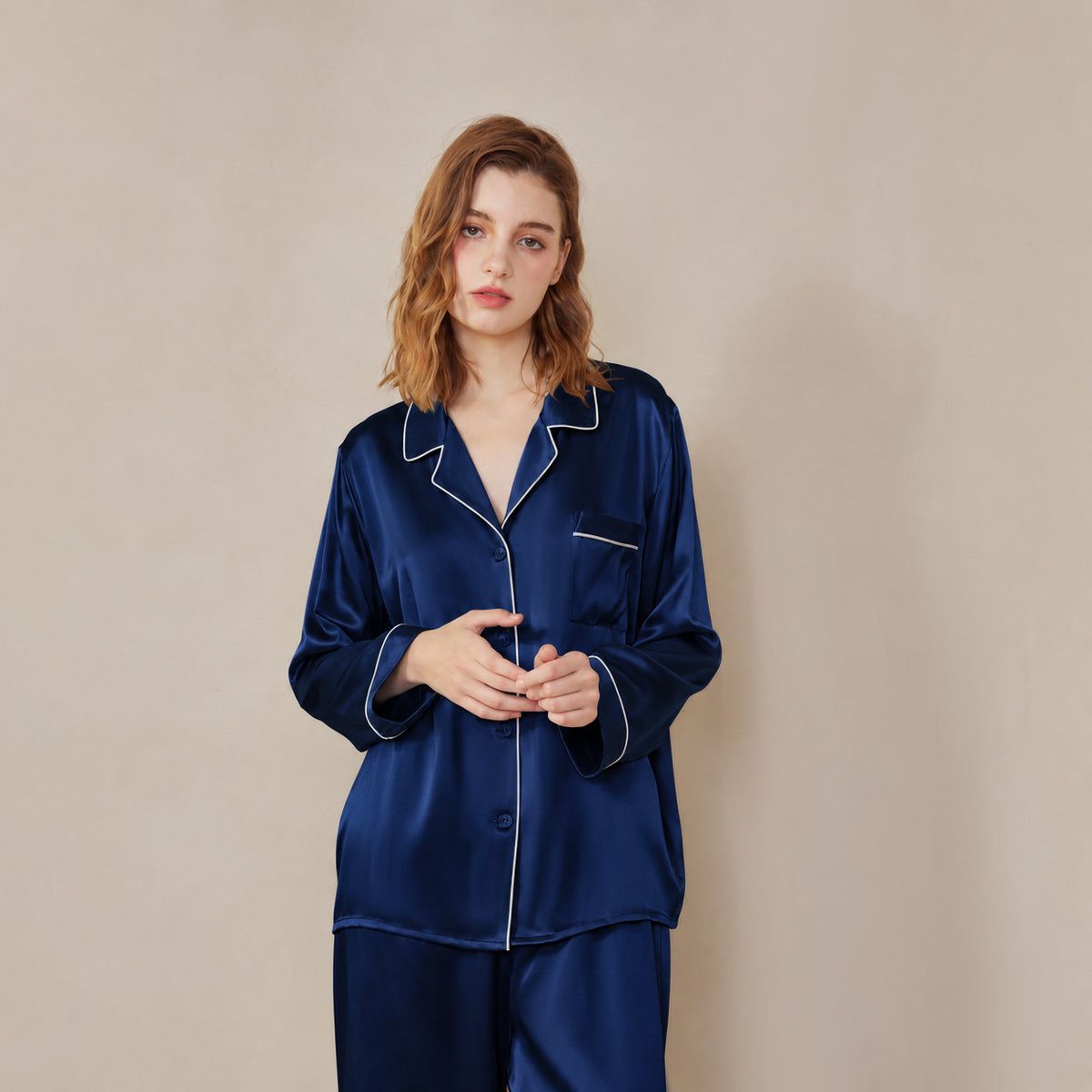 Butterfly Embroidery Silk Pajama Set