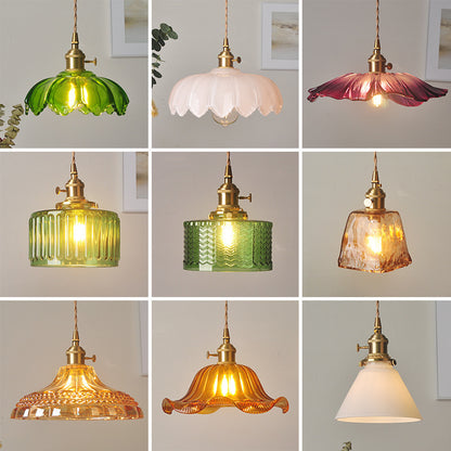 Brass Glass Chandelier Nordic Retro Homestay Bar Restaurant Bedside Lamp