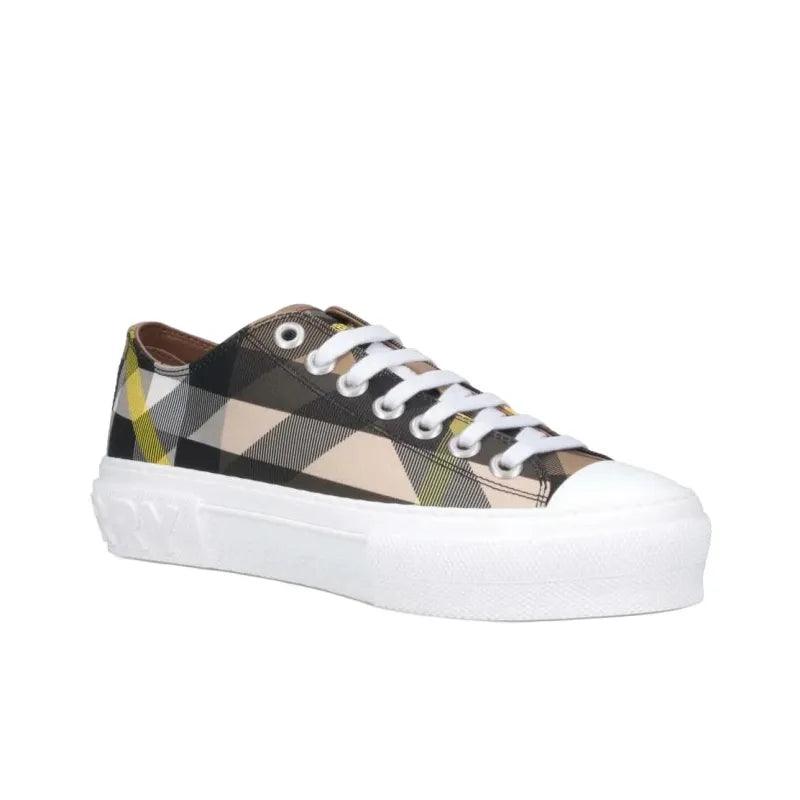 Burberry Exaggerated Check Cotton Sneakers Wheat
