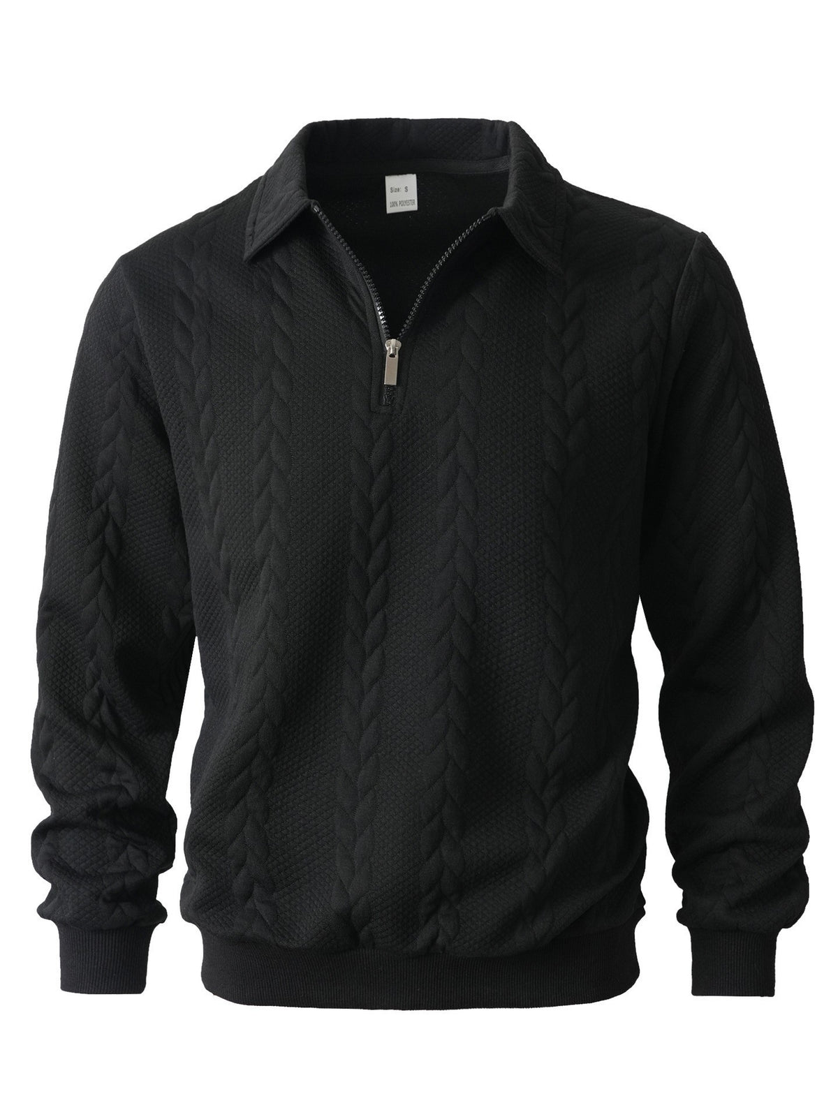 Mens Half Zip Jacquard Polo Shirt