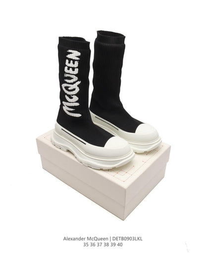 Alexander McQueen Graffiti Knit Tread Slick Boot