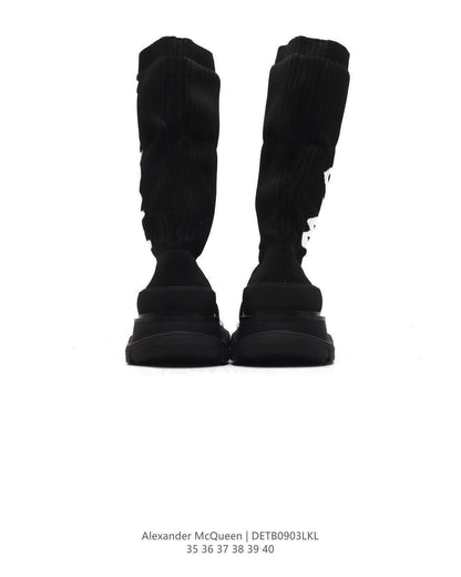 Alexander McQueen Graffiti Knit Tread Slick Boot