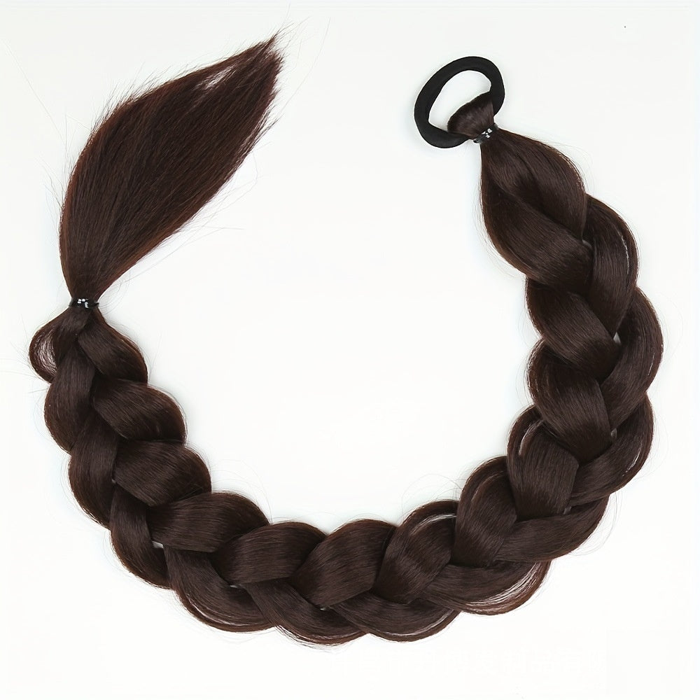 A wig with braids and a high, fake ponytail