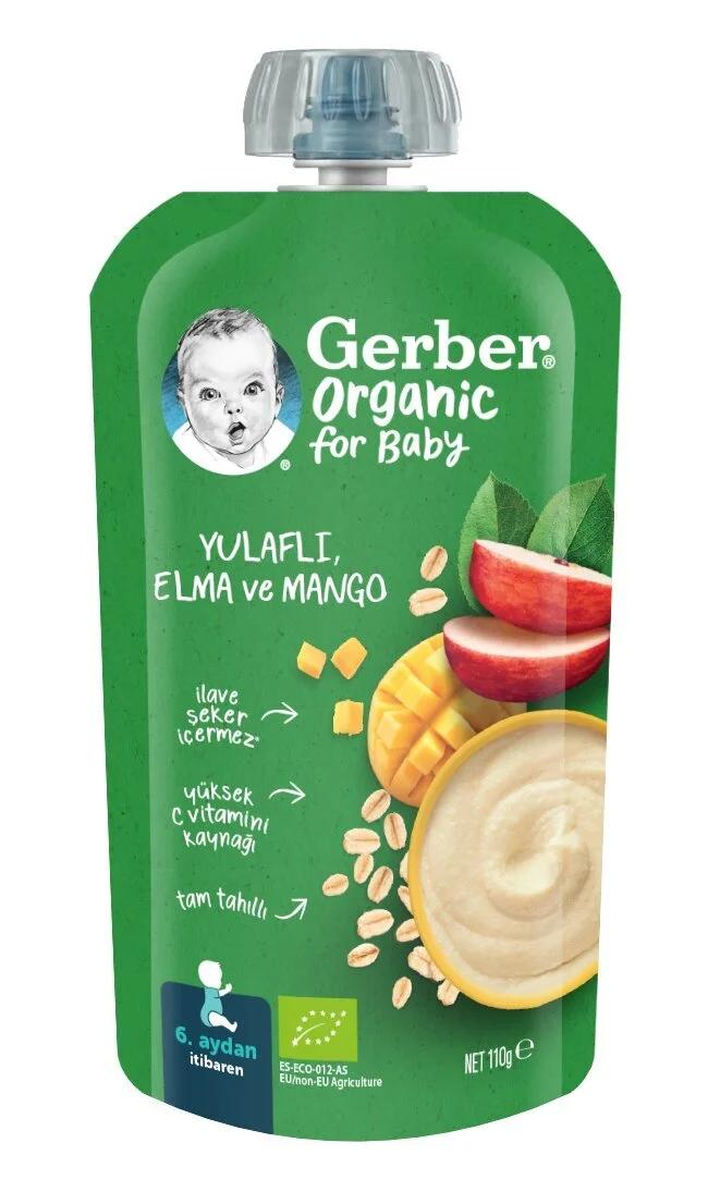 Gerber Organic Apple &amp; Mango Puree with Oats 110g