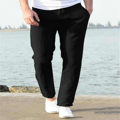 Mens Cotton Linen Casual Pants