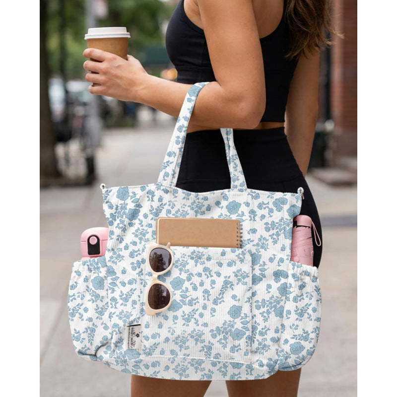 Fashion Corduroy Crossbody Tote Bag