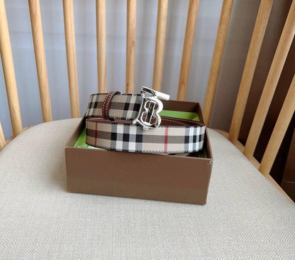Burberry TB Belt E-Canvas &amp; Leather Vintage