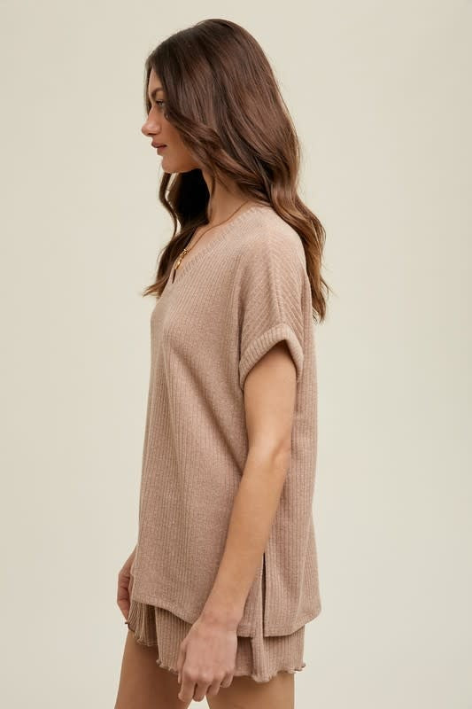 Ribbed Knit Shorts - Mocha