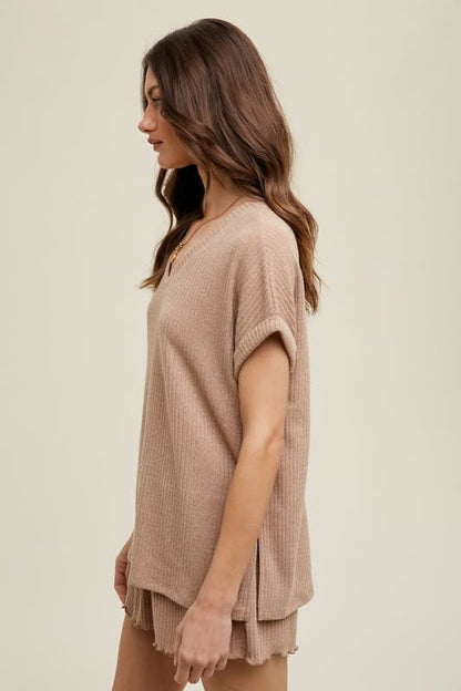 Ribbed Knit Shorts - Mocha