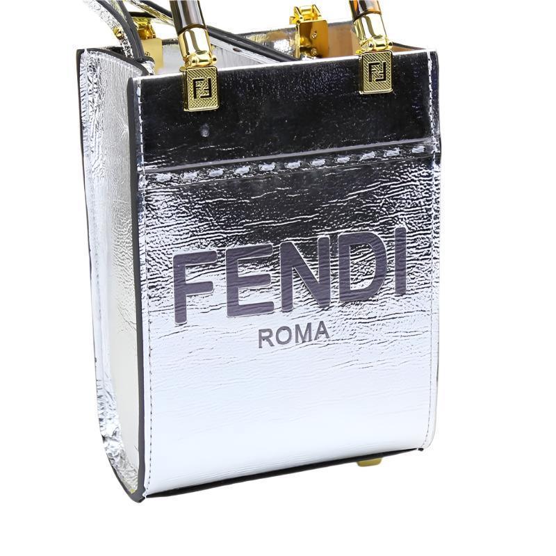 Fendi  Vitello King Plexiglass Logo Embossed Mini Fendi Sunshine Shopper Tote
