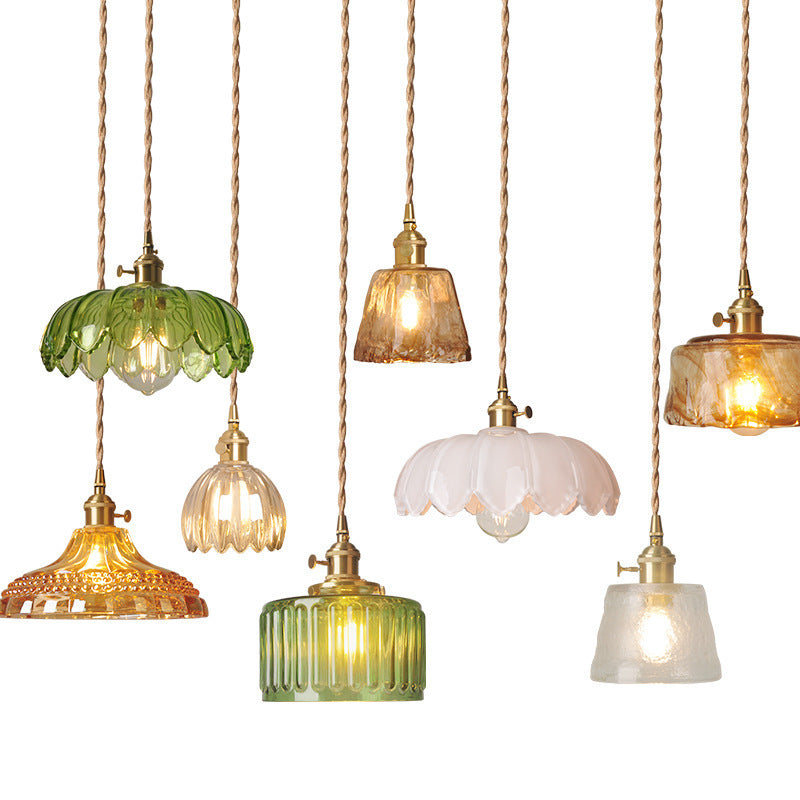 Brass Glass Chandelier Nordic Retro Homestay Bar Restaurant Bedside Lamp