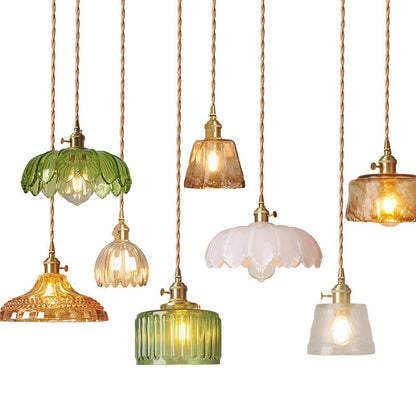 Brass Glass Chandelier Nordic Retro Homestay Bar Restaurant Bedside Lamp