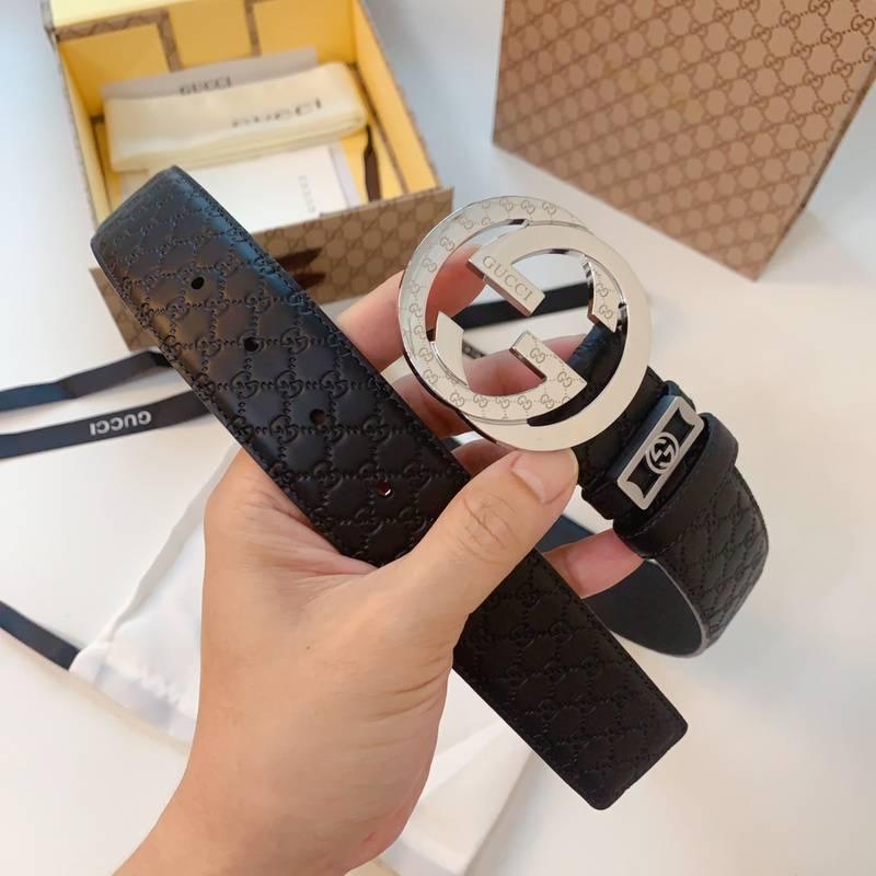 GUCCI Embellished coated-canvas and leather belt &