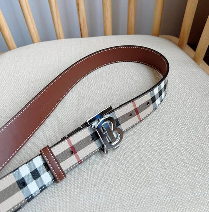 Burberry TB Belt E-Canvas &amp; Leather Vintage