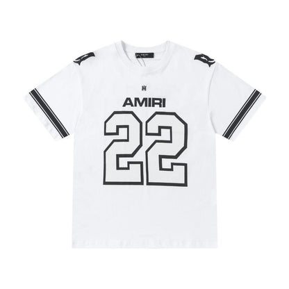 Amiri 22 White &amp; Black T-Shirt Without Collar