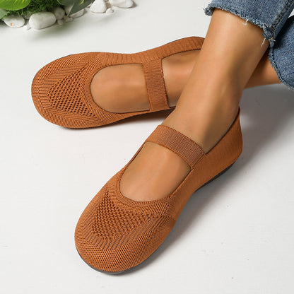 Women`s Fly-Knit Breathable Slip-On Loafers Flat Shoes