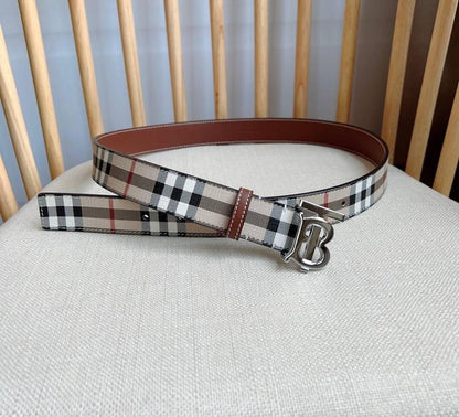 Burberry TB Belt E-Canvas &amp; Leather Vintage