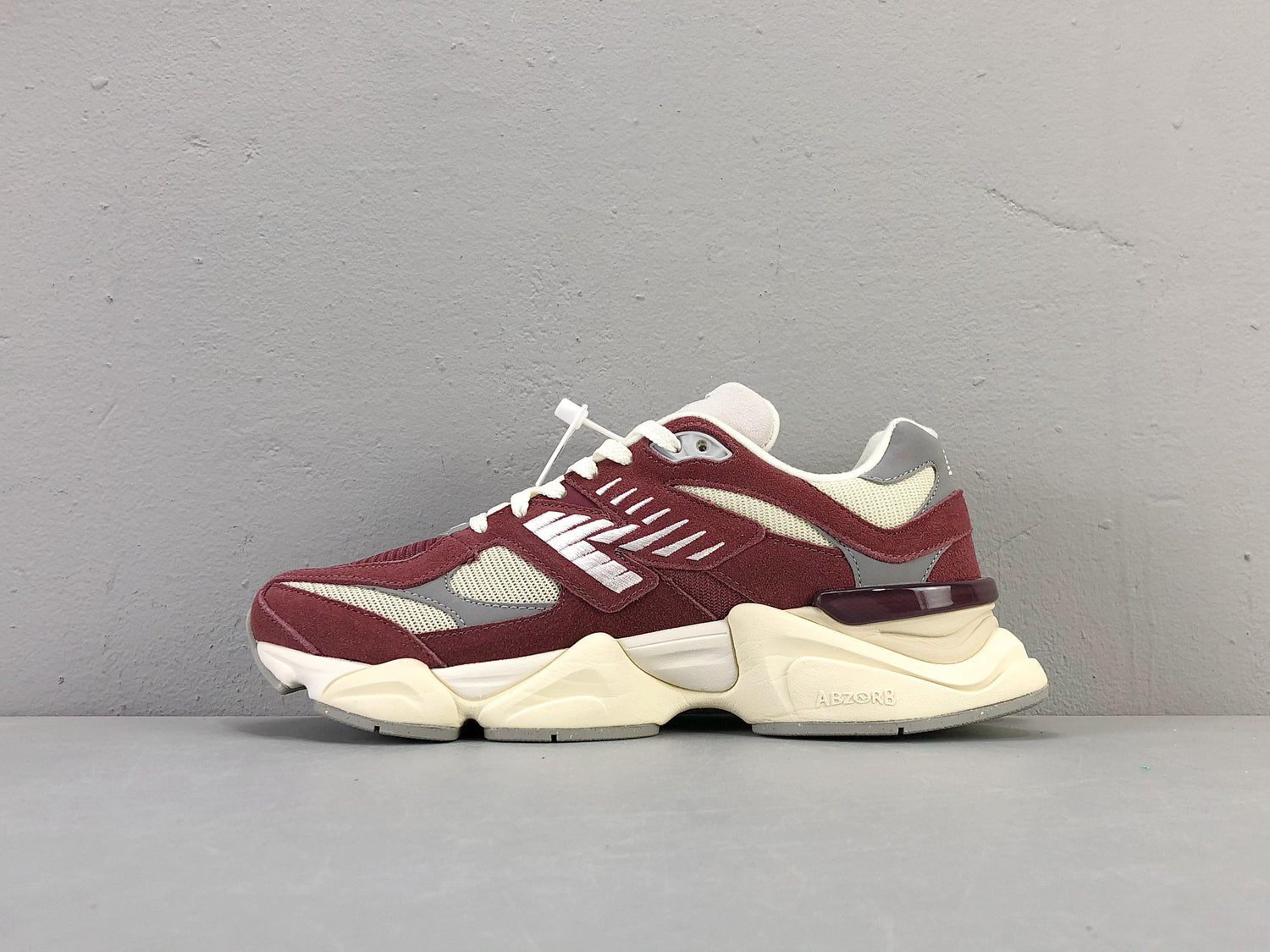 New Balance 9060 Washed Burgundy &amp; Cream Sneakers - Comfort &amp; Style