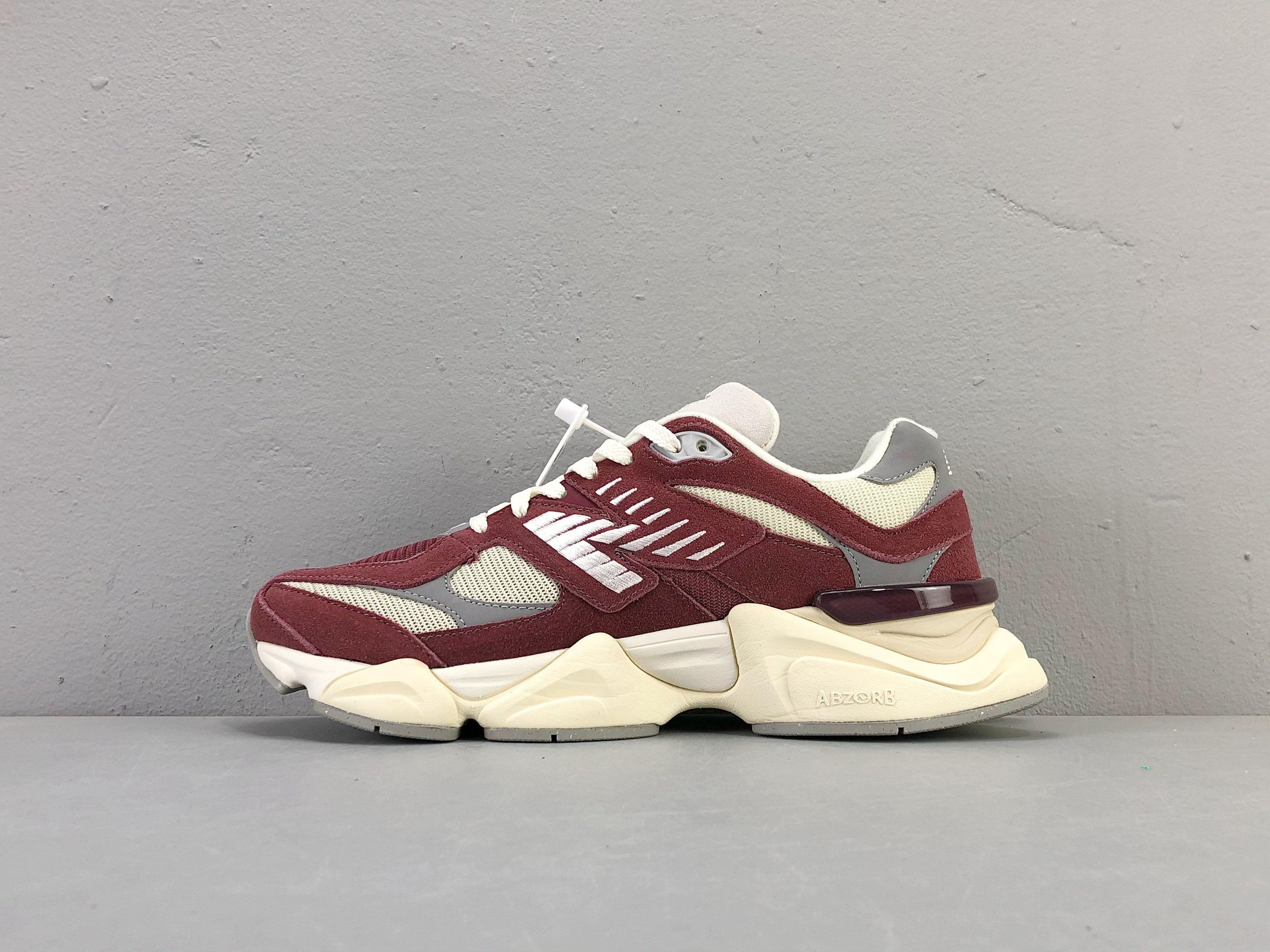 New Balance 9060 Washed Burgundy &amp; Cream Sneakers - Comfort &amp; Style