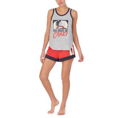 Disney Womens Cruella Tank Top &amp; Shorts Pajama Set
