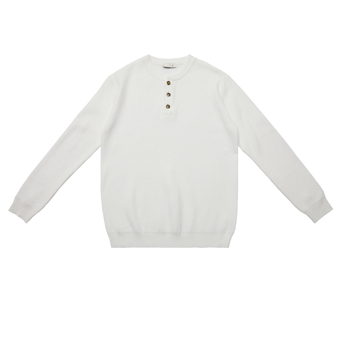 Ribbed Henley Collar Knit Sweater