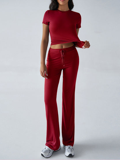 Womens Casual Short Sleeve Pants Suit