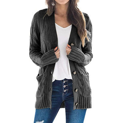 Womens Cable Knit Button Cardigan