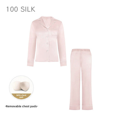 Women?s high-end 100% mulberry silk loungewear set with built-in bra pads.