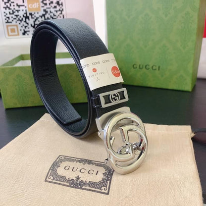 GUCCI Embellished coated-canvas and leather belt &