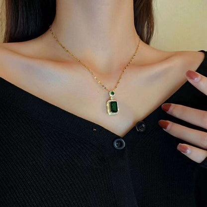 Classic Zircon Emerald Crystal Geometric Jewelry Set