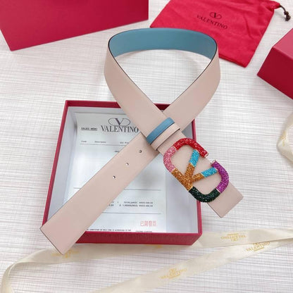 VALENTINO GARAVANI V logo Rainbow Reversible Leather Belt &