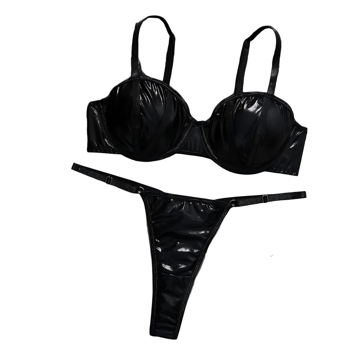 Gothic Style PU Leather Lingerie Set