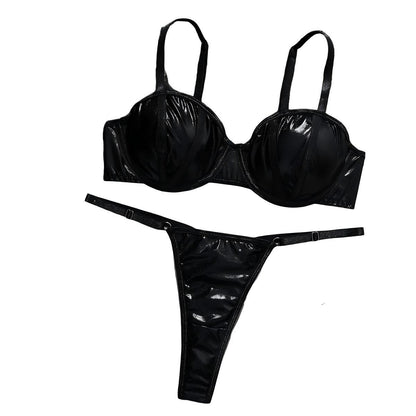 Gothic Style PU Leather Lingerie Set