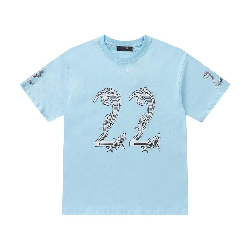 Amiri 22 Sky Blue T-Shirt Without Collar