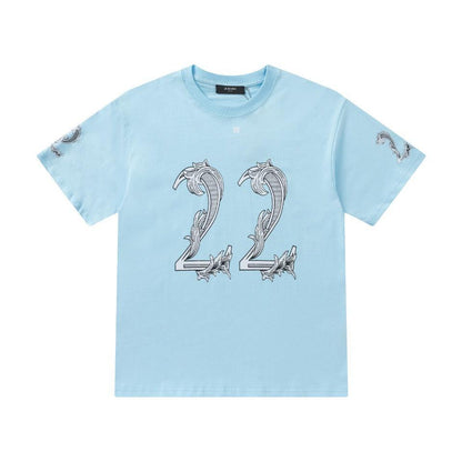 Amiri 22 Sky Blue T-Shirt Without Collar