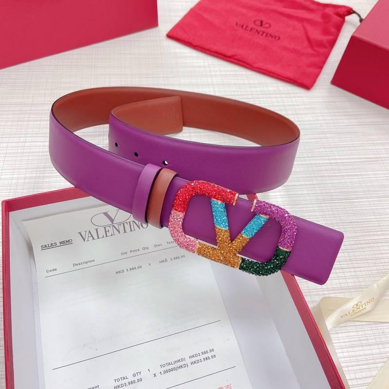VALENTINO GARAVANI V logo Rainbow Reversible Leather Belt &