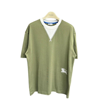Burberry Green &amp; White T-Shirt Without Collar - Premium Cotton Comfort