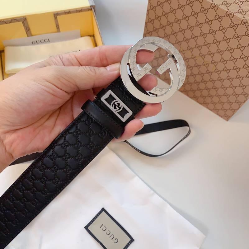 GUCCI Embellished coated-canvas and leather belt &
