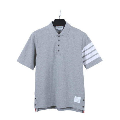 Thom Browne Grey T-Shirt with Collar