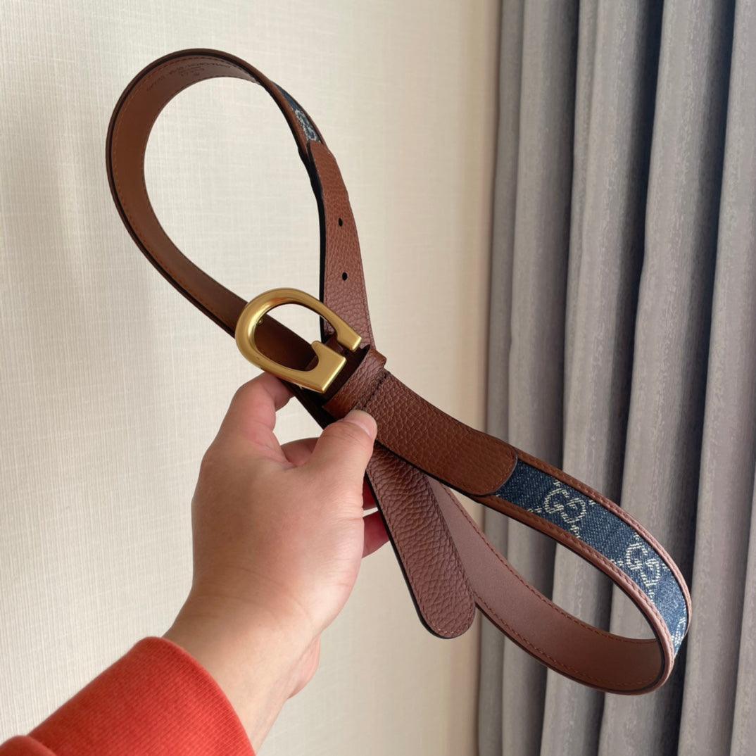 GUCCI Embellished coated-canvas and leather belt &