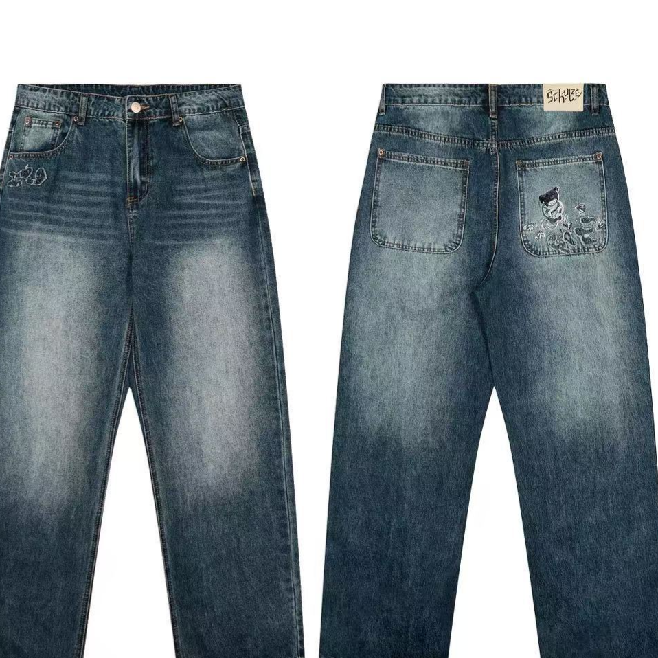 Casual Long Pants Plum Blossom Embroidery