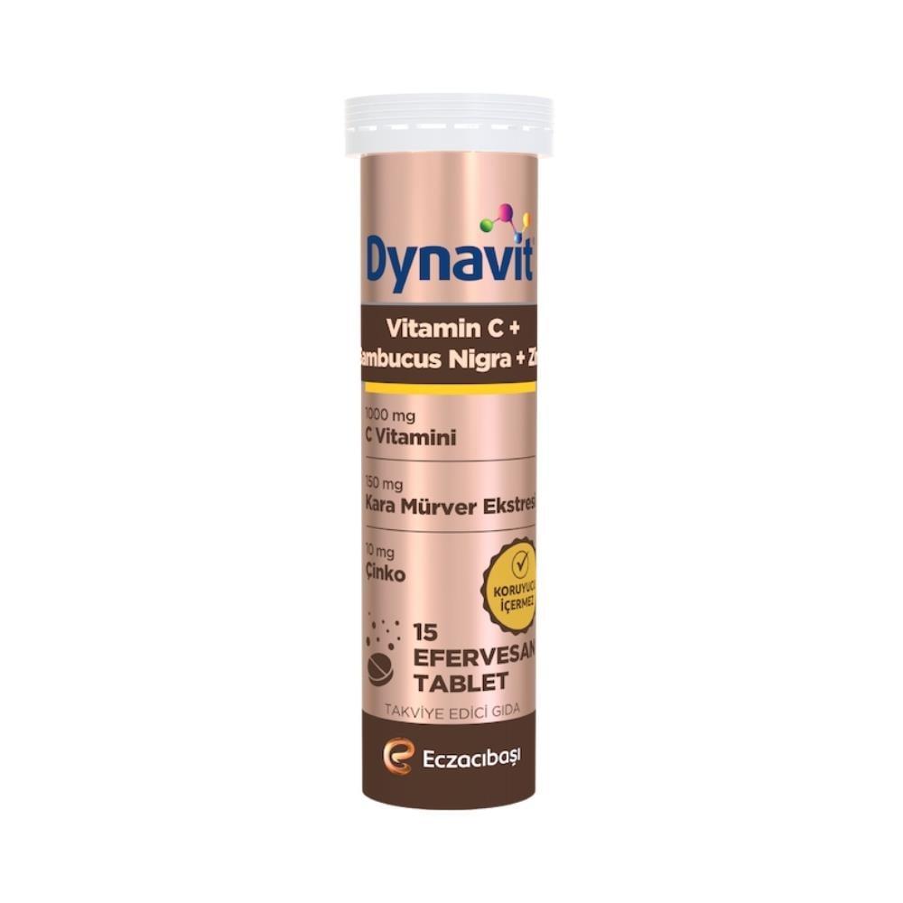 Dynavit Effervescent Vitamin C Supplement with Sambucus Nigra - Boosts Immune System &amp; Energy - 15 Tablets