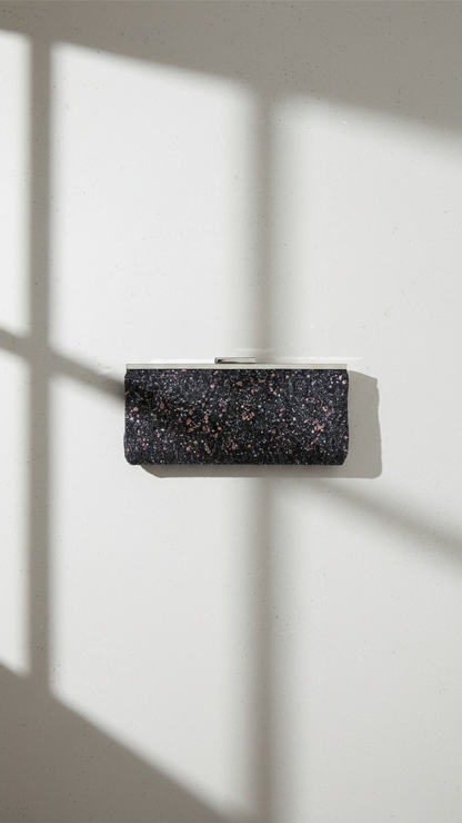 INC International Concepts Carolyn Cake Glitter Clutch Bag, Charcoal