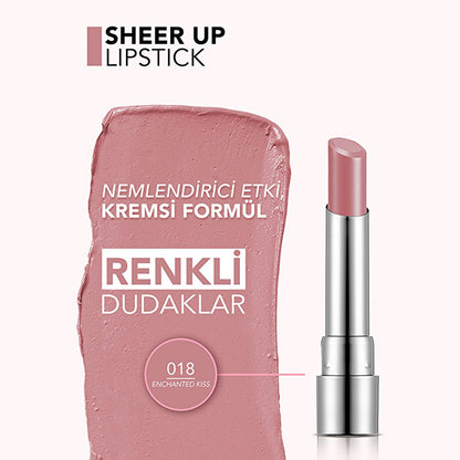 Flormar Sheer Up Enchanted Kiss: Hydrating &amp; Natural Semi-Transparent Lipstick for Soft, Glossy Lips