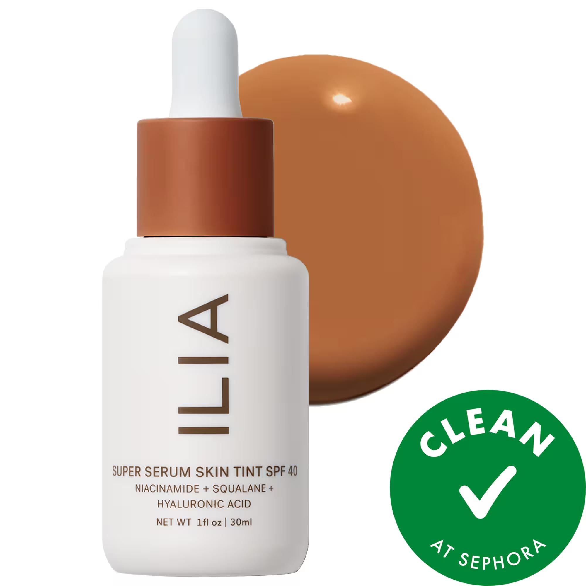 Ilia Super Serum Skin Tint SPF 40: Dewy Coverage, Hydrating Hyaluronic Acid &amp; Vegan Foundation