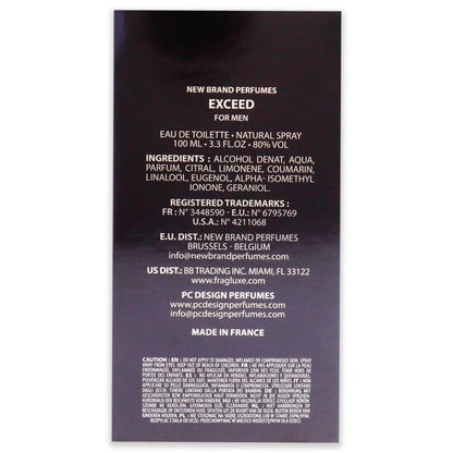 New Brand Exceed for Men EDT Spray 3.3 oz