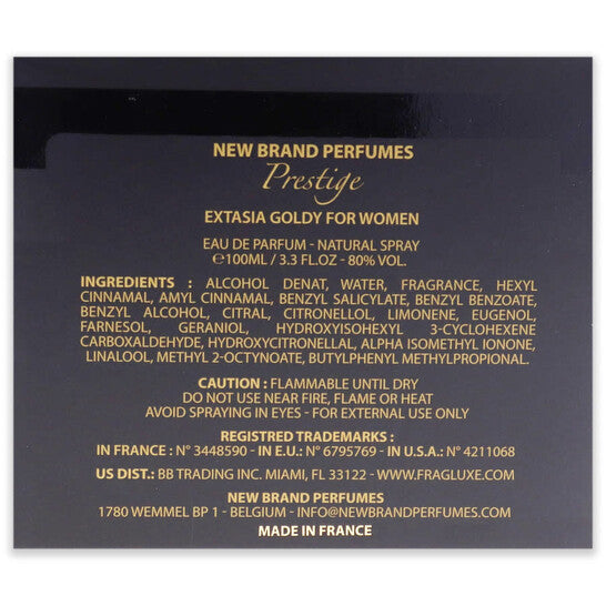 New Brand Extasia Goldy for Women 3.4 oz EDP Spray