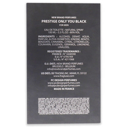 New Brand Only You Black for Men 3.3 oz EDT Spray